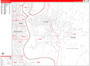 Council Bluffs  Wall Map Red Line Style